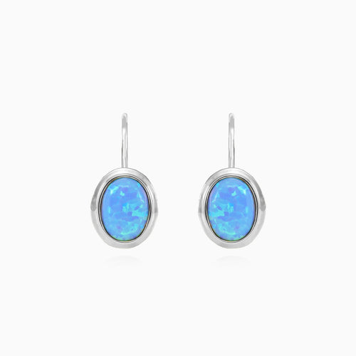 Tropfenohrringe mit ovalem blauen Opal
