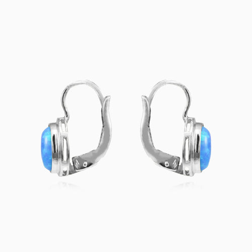 Tropfenohrringe mit ovalem blauen Opal