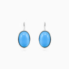 Drop earrings with turquoise cabochon