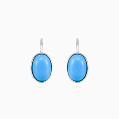 Drop earrings with turquoise cabochon