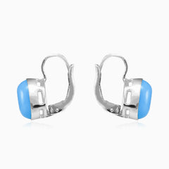 Drop earrings with turquoise cabochon