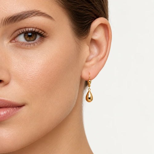 Sculpted Yellow Gold Teardrop Earrings