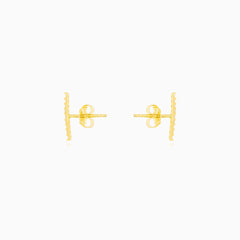 Gold Zircon Bar Stud Earrings