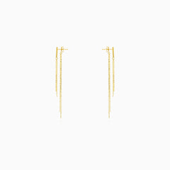 Yellow Gold Dangling Chain Earrings