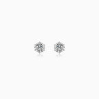 White Gold Solitaire Stud Earrings With Round Zirconia