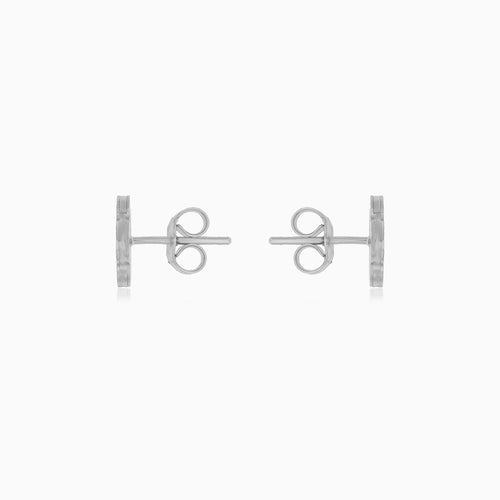 White Gold Malachite Clover Stud Earrings