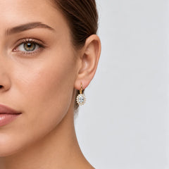 Oval Cut Cubic Zirconia Halo Gold Earrings