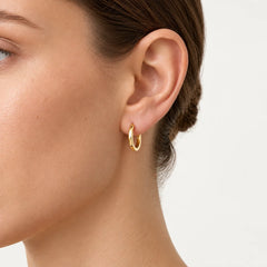 Slim Yellow Gold Huggie Hoop Earrings