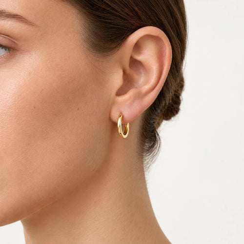 Slim Yellow Gold Huggie Hoop Earrings