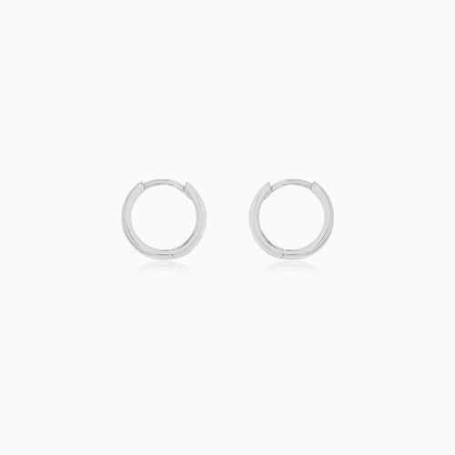 White Gold Sculpted Double Huggie Earrings