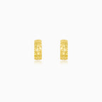 Faceted Yellow Gold Chunky Hoop Earrings