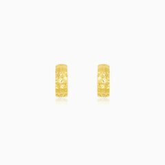 Faceted Yellow Gold Chunky Hoop Earrings