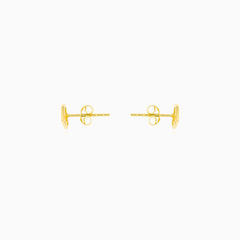 Open Heart Yellow Gold Stud Earrings