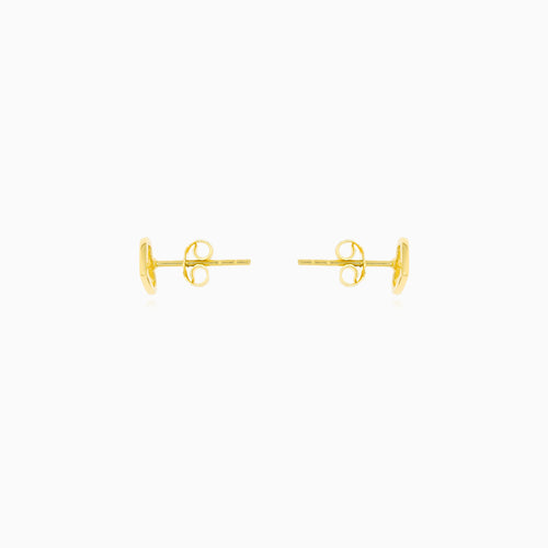 Open Heart Yellow Gold Stud Earrings