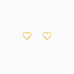 Open Heart Yellow Gold Stud Earrings