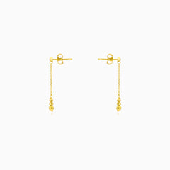 Yellow Gold Beaded Dangle Earrings