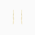 Yellow Gold Sculpted Wave Threader Earrings