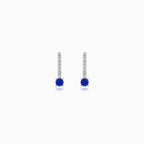 White Gold Sapphire And Cubic Zirconia Drop Earrings