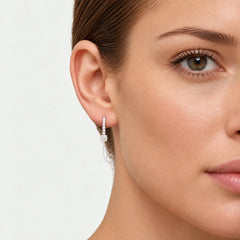 White Gold Round-Cut Drop Earrings