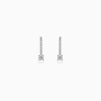 White Gold Round-Cut Drop Earrings