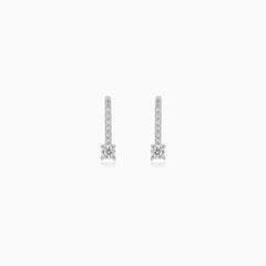White Gold Round-Cut Drop Earrings