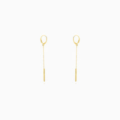 Yellow Gold Linear Chain Dangling Earrings