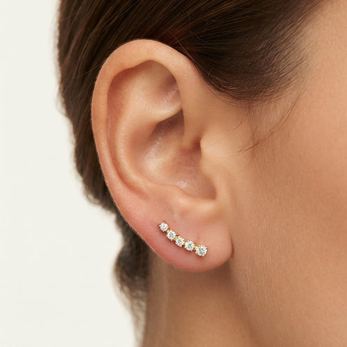 Yellow Gold Five-Stone Zirconia Ear Climber