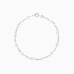 Pulsera de oro blanco con perlas de agua dulce