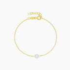 Gold Single Pearl Delicate Chain Bracelet
