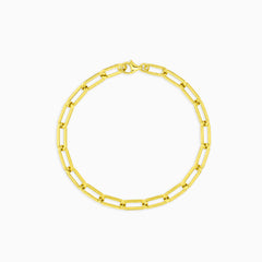 Gold Paperclip Link Chain Bracelet