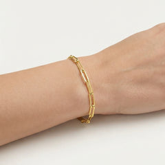 Gold Paperclip Link Chain Bracelet