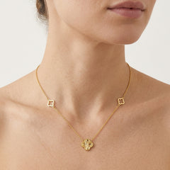 Gold Clover Motif Pendant Necklace