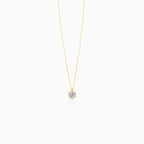 Gold CZ Halo Pendant Necklace