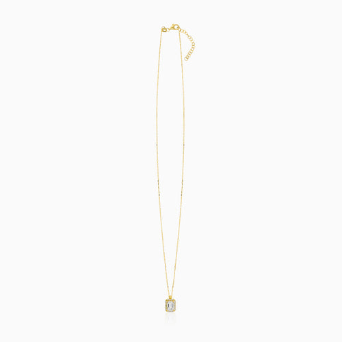 Pozlátený Náhrdelník s Príveskom a Zirkónom Emerald Cut