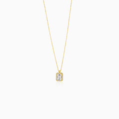 Pozlátený Náhrdelník s Príveskom a Zirkónom Emerald Cut
