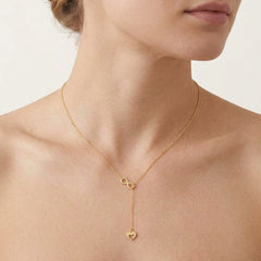 Gold Infinity Heart Lariat Necklace