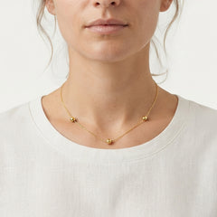 Gold Beaded Station Chain Necklace