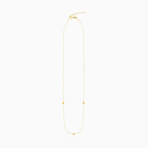 Gold Beaded Station Chain Necklace