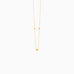 Gold Beaded Station Chain Necklace