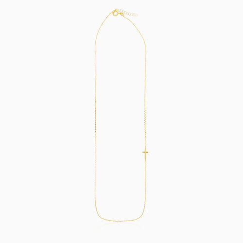 Gold Sideways Cross Necklace