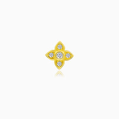 Four-Petal Gold Piercing With Zirconia