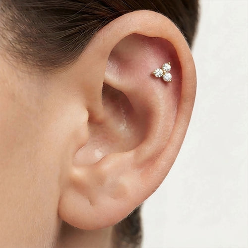 Yellow Gold Trio Cubic Zirconia Piercing