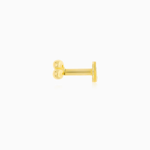 Pendiente elegante de oro con diseño de triple bolita