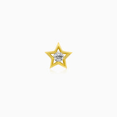 Yellow Gold Star Piercing With Cubic Zirconia