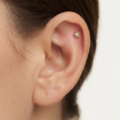 Yellow Gold Star Piercing With Cubic Zirconia