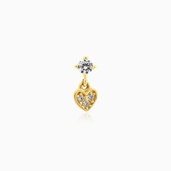 Schickes Zirkonia-Goldpiercing mit herabhängendem Herz