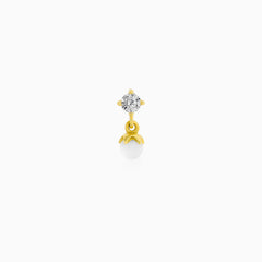 Piercing en or avec perle et zircone