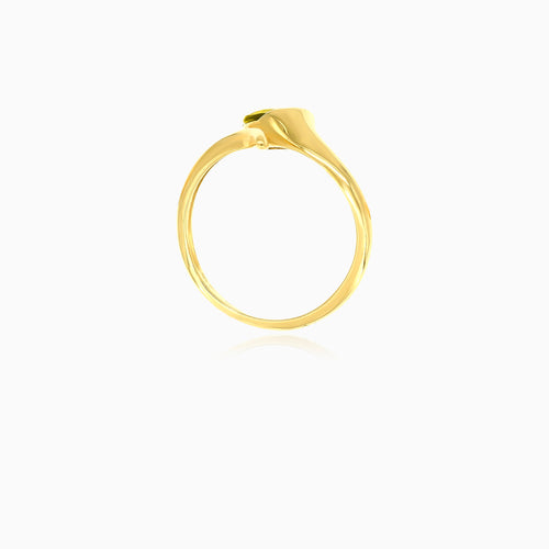 Goldring mit Birnen-Schliff Moldavit