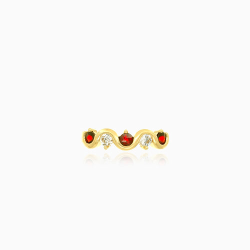 Eleganter Granat- und Zirkonia-Goldring