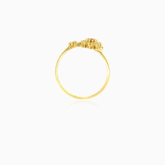 Garnet and cubic zirconia flower gold ring